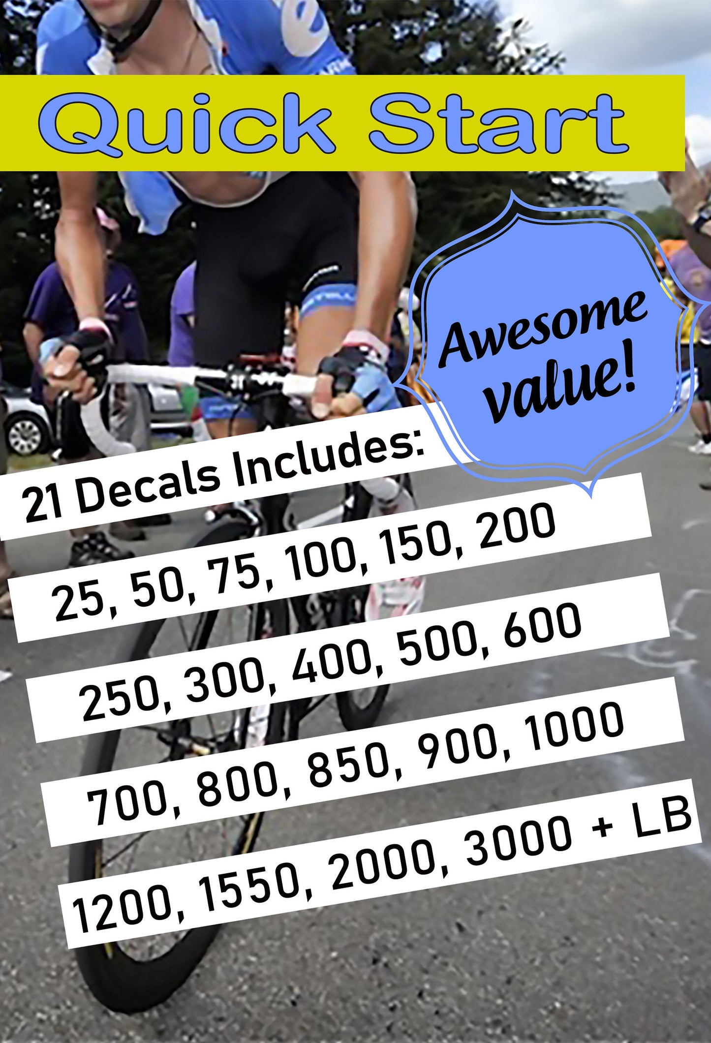 Achievement Decals - Vinyl Decals - New Stationary Bike - Indoor Cycling Decals - Ride Decals - Spin Bike Decals